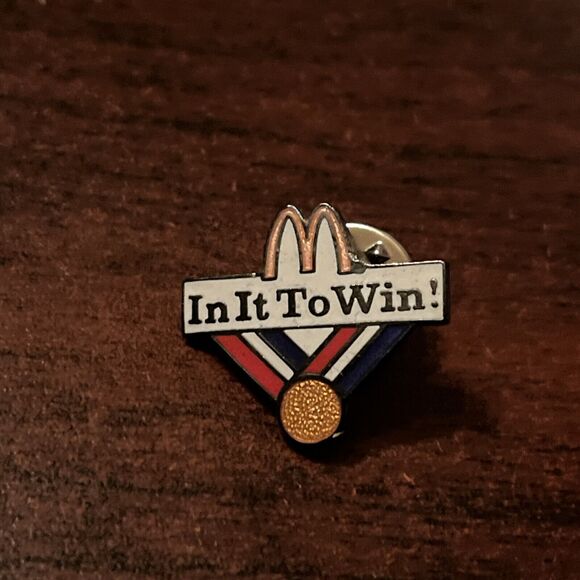 McDonald’s “In It To Win!” Gold Medal Employee Lapel Hat Pin - Picture 1 of 3